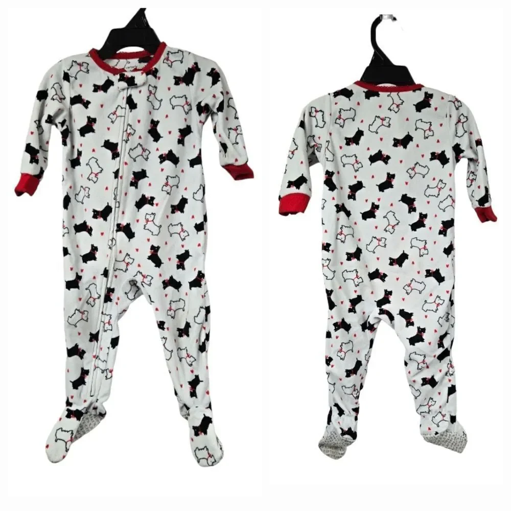Carter's Baby Girl 12M Sleep & Play Scottie Dog Footie One-Piece Pajama PJs